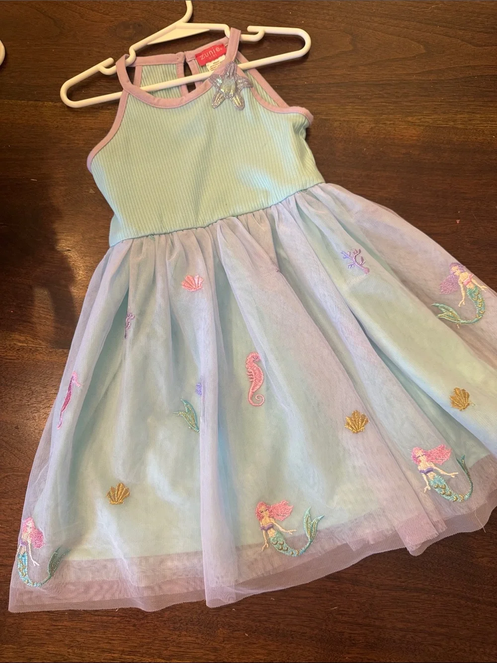 Zunie Girl Light Blue & Pink Mermaid Tulle Dress
